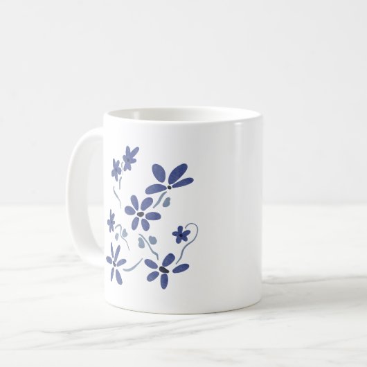 Kleine blaue romantische Blume Kaffeetasse (Vorderseite Links)