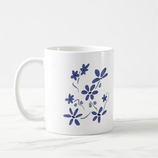 Kleine blaue romantische Blume Kaffeetasse (Links)