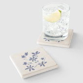 Kleine blaue romantische Blume Steinuntersetzer (Seitenansicht)