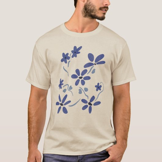 Kleine blaue romantische Blume T-Shirt (Vorderseite)