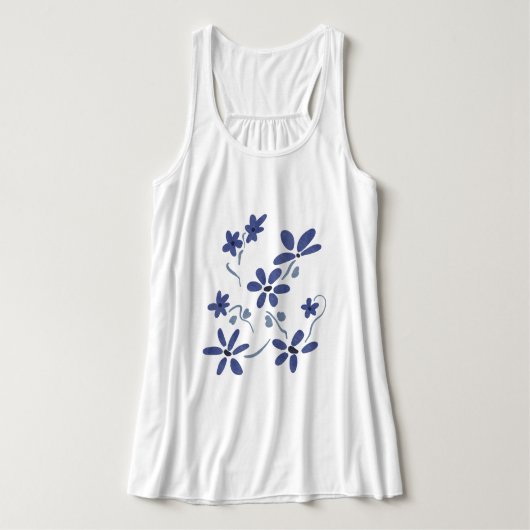 Kleine blaue romantische Blume Tank Top (Design Vorderseite)