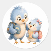 Kleine Blaue Vögel Kreis Aufkleber (Vorderseite)