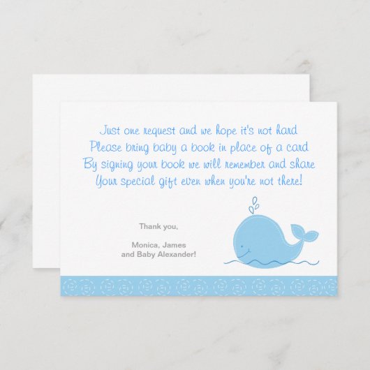 Kleine blaue Whale-Abschlusskarten Begleitkarte (Vorne/Hinten)
