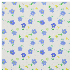 Kleine blaue Wildblumen-Englisch-Land-Wasserfarbe  Stoff