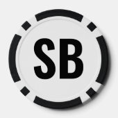 Kleine Blinde SB Einfache Schwarz-weiße Text Poker Pokerchips (Rückseite)