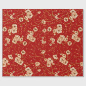 Kleine Blume auf rotem Muster Geschenkpapier (Flach)