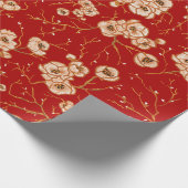 Kleine Blume auf rotem Muster Geschenkpapier (Ecke)