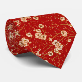 Kleine Blume auf rotem Muster Krawatte