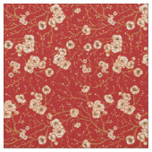 Kleine Blume auf rotem Muster Stoff (Nahaufnahme)