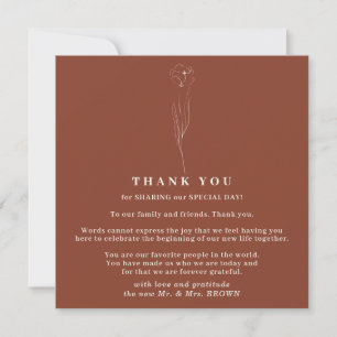 Kleine Blume Boho Terrakotta einfaches Danke Einladung