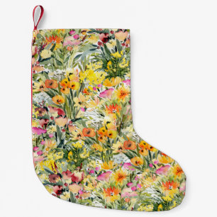 Kleine Blume Feld: Helle Wasserfarbe. Kleiner Weihnachtsstrumpf