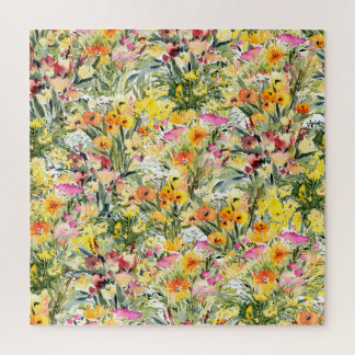 Kleine Blume Feld: Helle Wasserfarbe. Puzzle