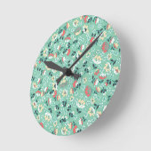 Kleine Blume (grün) Runde Wanduhr (Winkel)