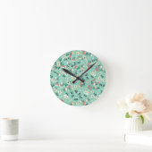 Kleine Blume (grün) Runde Wanduhr (Zuhause)