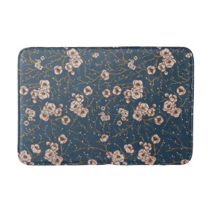 Kleine Blume hellblaues Muster Badematte