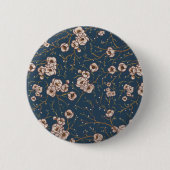 Kleine Blume hellblaues Muster Button (Vorderseite)