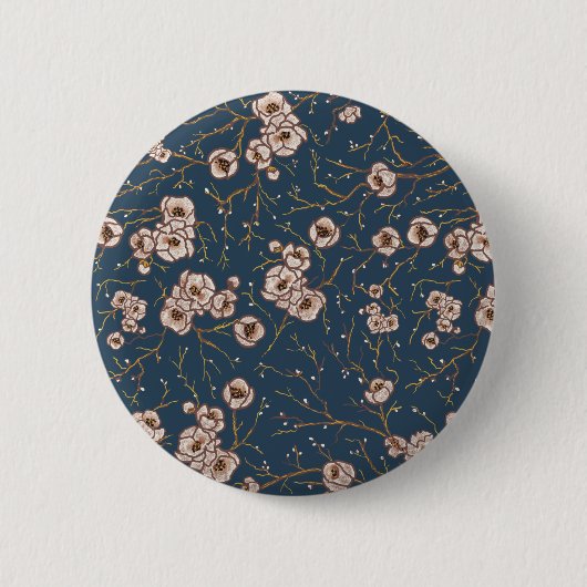 Kleine Blume hellblaues Muster Button (Vorderseite)