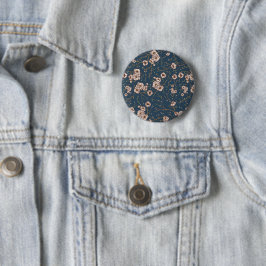 Kleine Blume hellblaues Muster Button