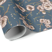 Kleine Blume hellblaues Muster Geschenkpapier (Rolleneckpunkt)