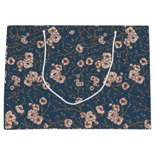 Kleine Blume hellblaues Muster Große Geschenktüte (Vorderseite)