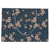 Kleine Blume hellblaues Muster Große Geschenktüte (Rückseite)