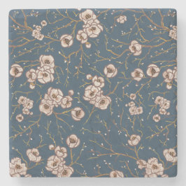 Kleine Blume hellblaues Muster Steinuntersetzer