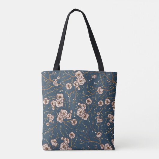Kleine Blume hellblaues Muster Tasche (Rückseite)