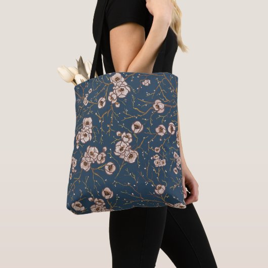 Kleine Blume hellblaues Muster Tasche (Von Nahem)