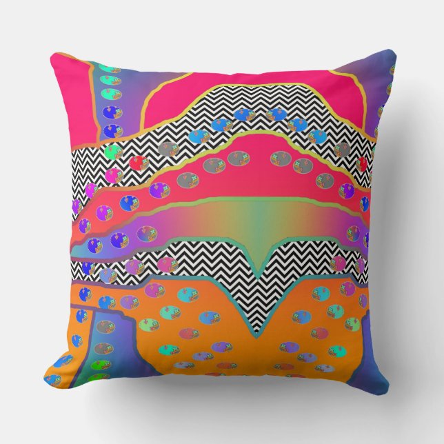 KLEINE BLUME HET PINK ZICKZACK KISSEN (Vorderseite)