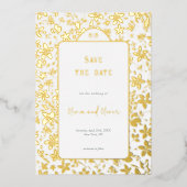 Kleine Blume Hochzeit speichern das Datum Folieneinladung (Vorderseite)