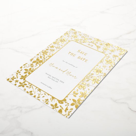 Kleine Blume Hochzeit speichern das Datum Folieneinladung (Gedreht)