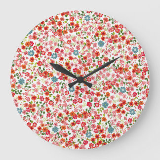 Kleine Blume, im Stile von calico nahtloser Backgr Große Wanduhr