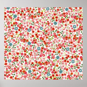 Kleine Blume, im Stile von calico nahtloser Backgr Poster