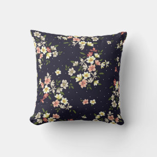 Kleine Blume in Rosa und Braun mit grünem Leinen Kissen