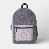 Kleine Blume mit lila und lila Hintergrund Bedruckter Rucksack (Vorderseite)