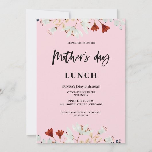 Kleine Blume Muttertag Mittag Einladung (Vorderseite)