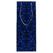 Kleine Blume Pattern.Blue 01.b Schwarze BG-Legging Geschenktüte Für Weinflaschen (Rückseite)