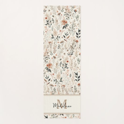 Kleine Blume Rustikales Chic-Muster-Monogramm Yogamatte (Vorderseite)