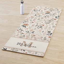 Kleine Blume Rustikales Chic-Muster-Monogramm Yogamatte