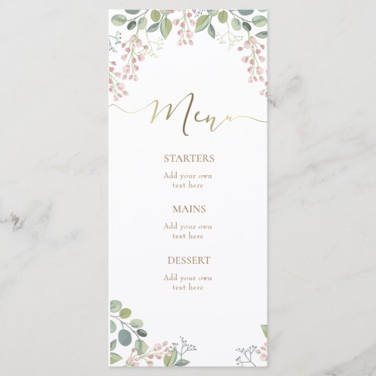 kleine Blume und Grüngerichte Menükarte (Vorderseite)