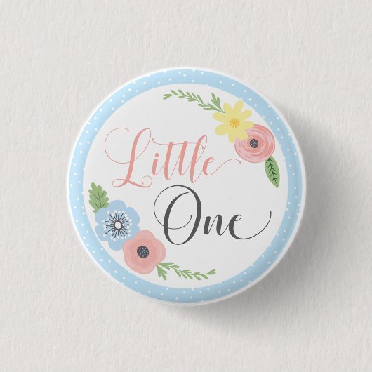 Kleine Blume zum ersten Geburtstag Button (Vorderseite)