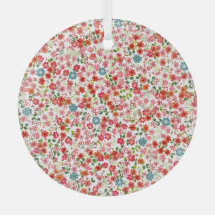 Kleine Blumen, Calico-Stil nahtloser Hintergrund Ornament Aus Glas