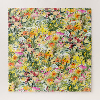 Kleine Blumenfeld: Helle Wasserfarbe. Puzzle