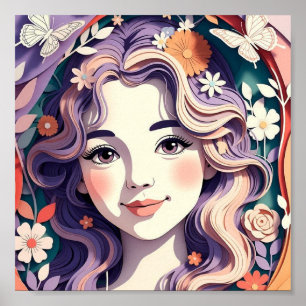 Kleine Blumengirl-Traumfrau Poster