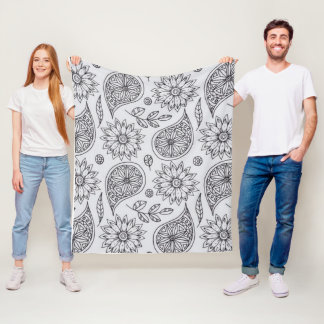 kleine Blumenmotive und Blattmotive, alles Set hel Fleecedecke