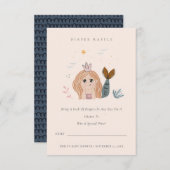 Kleine Blush Meerjungfrau Windelwanne Kinderdusche Begleitkarte (Vorne/Hinten)