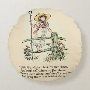 Kleine Bo-Peep: Klassiker Kate Greenaway Nursery Rundes Kissen