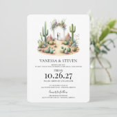 Kleine Boho-Kaktus-Hochzeitsprobe-Dinner Einladung (Stehend Vorderseite)