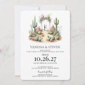 Kleine Boho-Kaktus-Hochzeitsprobe-Dinner Einladung (Vorderseite)