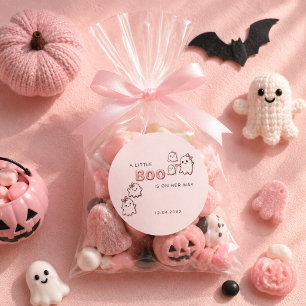 Kleine Boo auf dem Weg Pink Boo Baby Shower Runder Aufkleber